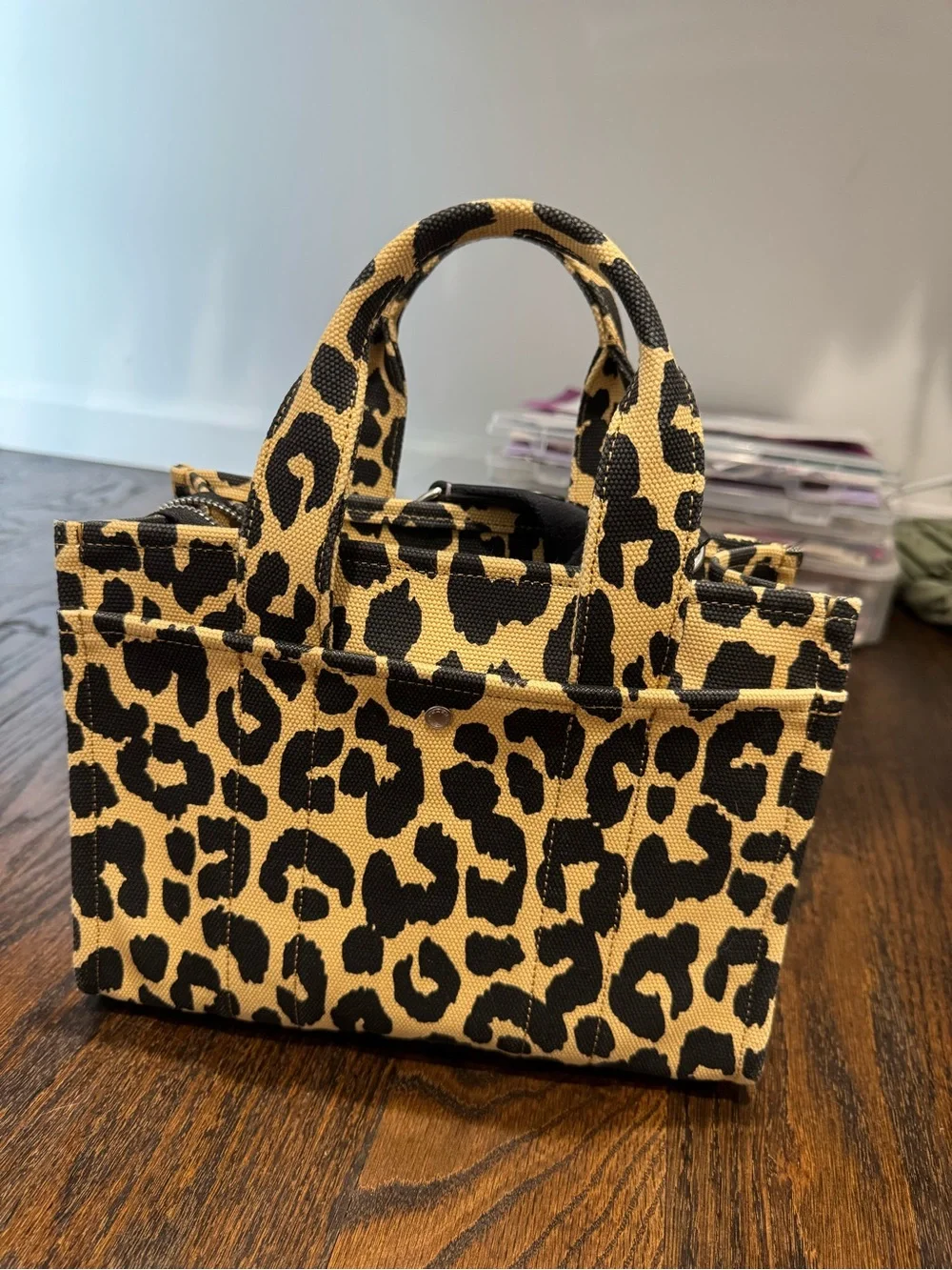 Coach Leopard-Print Canvas Mini Tote in Yellow and Black